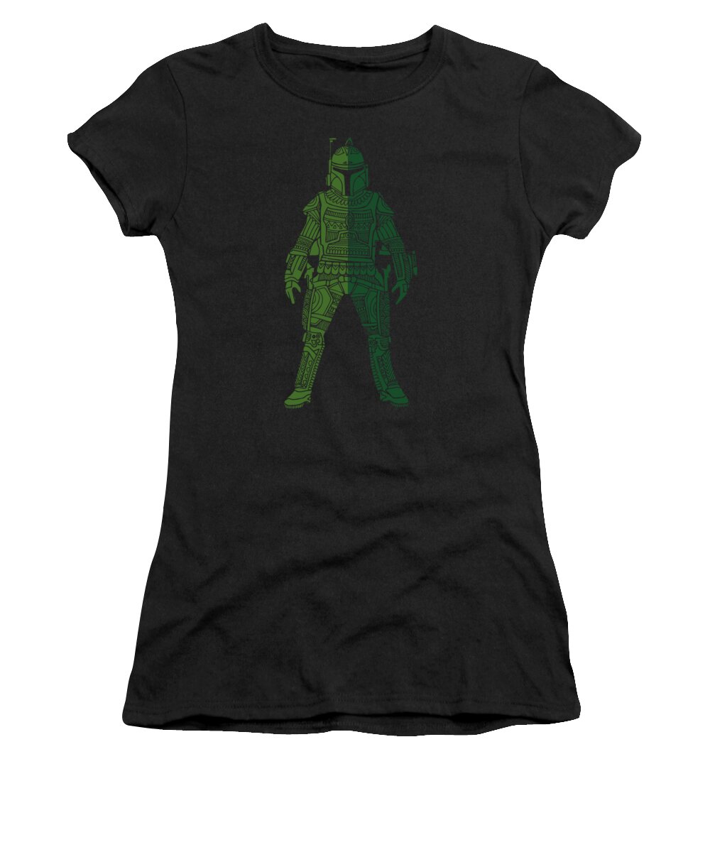 Boba Women's T-Shirt featuring the mixed media Boba Fett - Star Wars Art, Green 02 by Studio Grafiikka