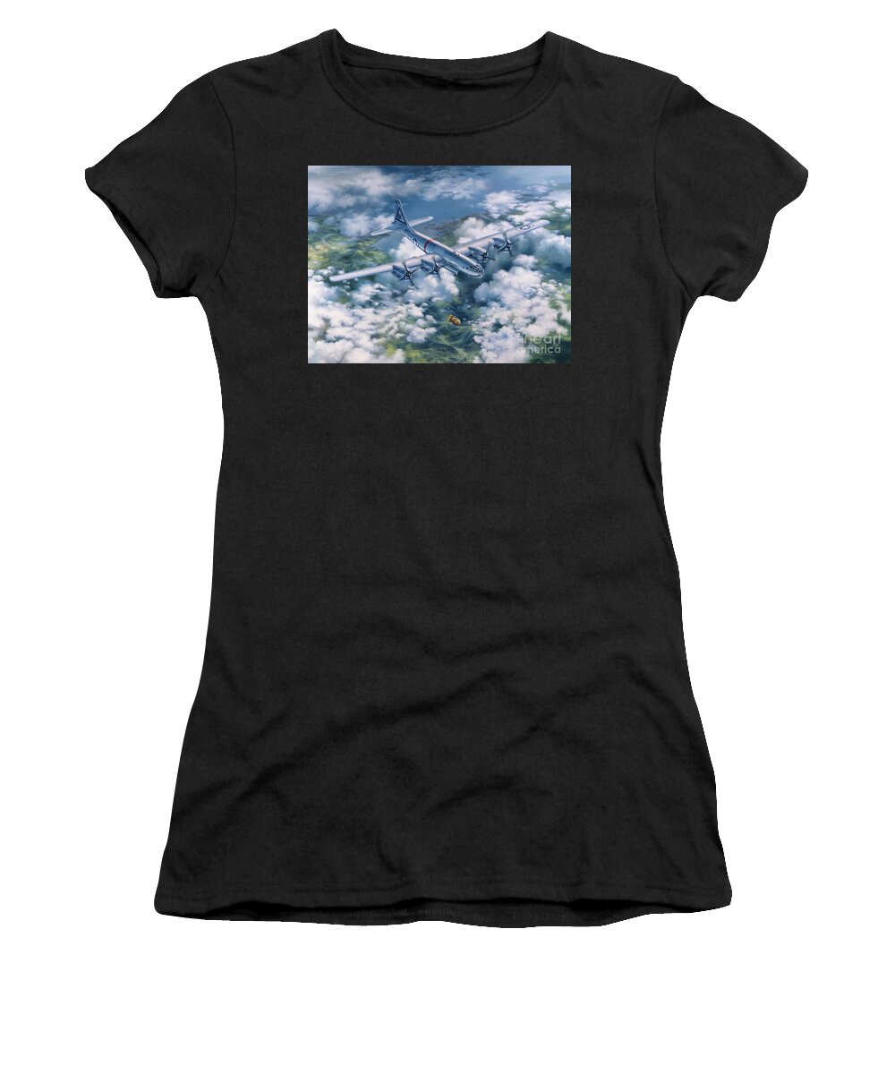 509th Composite Group Women's T-Shirt featuring the painting Dawn of a Thousand Suns - Bockscar Over Nagasaki by Randy Green