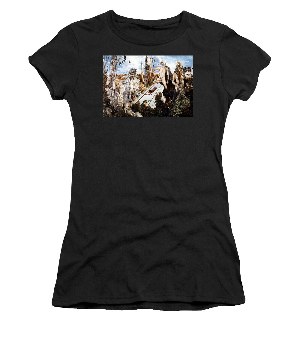 Surrealism Women's T-Shirt featuring the painting Bogomils Court by Otto Rapp