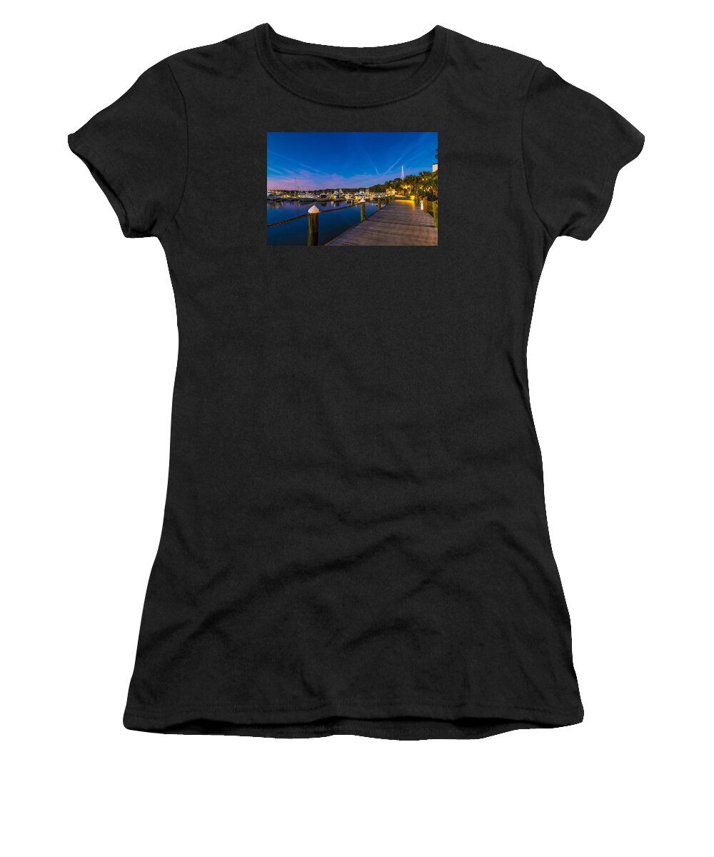 Bohicket Marina Women's T-Shirt featuring the photograph Bohicket Marina by Donnie Whitaker