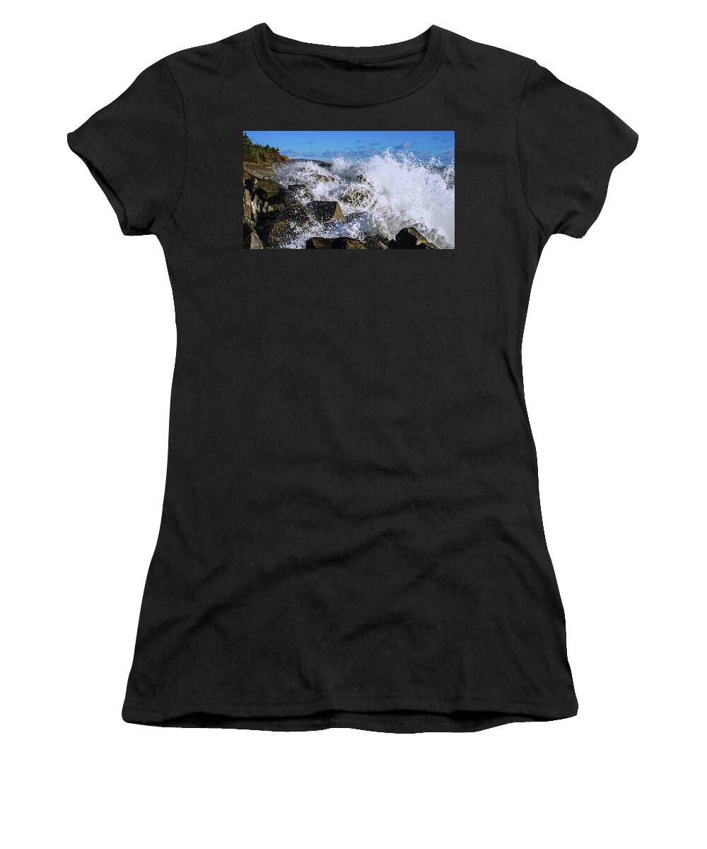 Bold Coast Of Down East Maine Women's T-Shirt featuring the photograph Bold Coast of Down East Maine by Marty Saccone