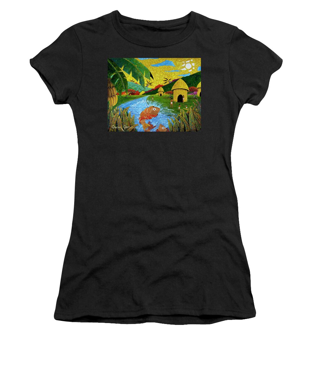 Tainos Women's T-Shirt featuring the painting Boriken by Oscar Ortiz