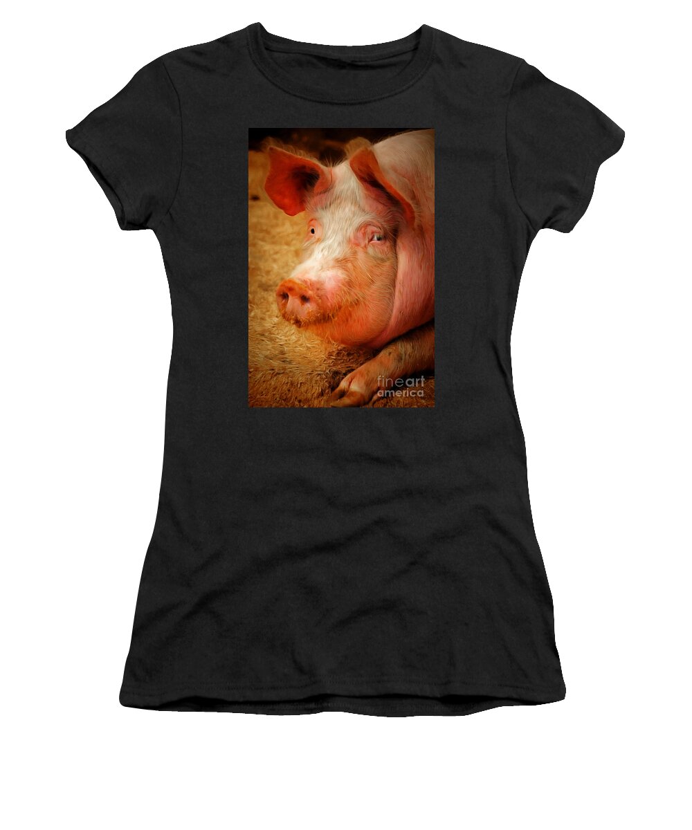 Wingsdomain Women's T-Shirt featuring the photograph Boss Hog Painterly 20170922 by Wingsdomain Art and Photography