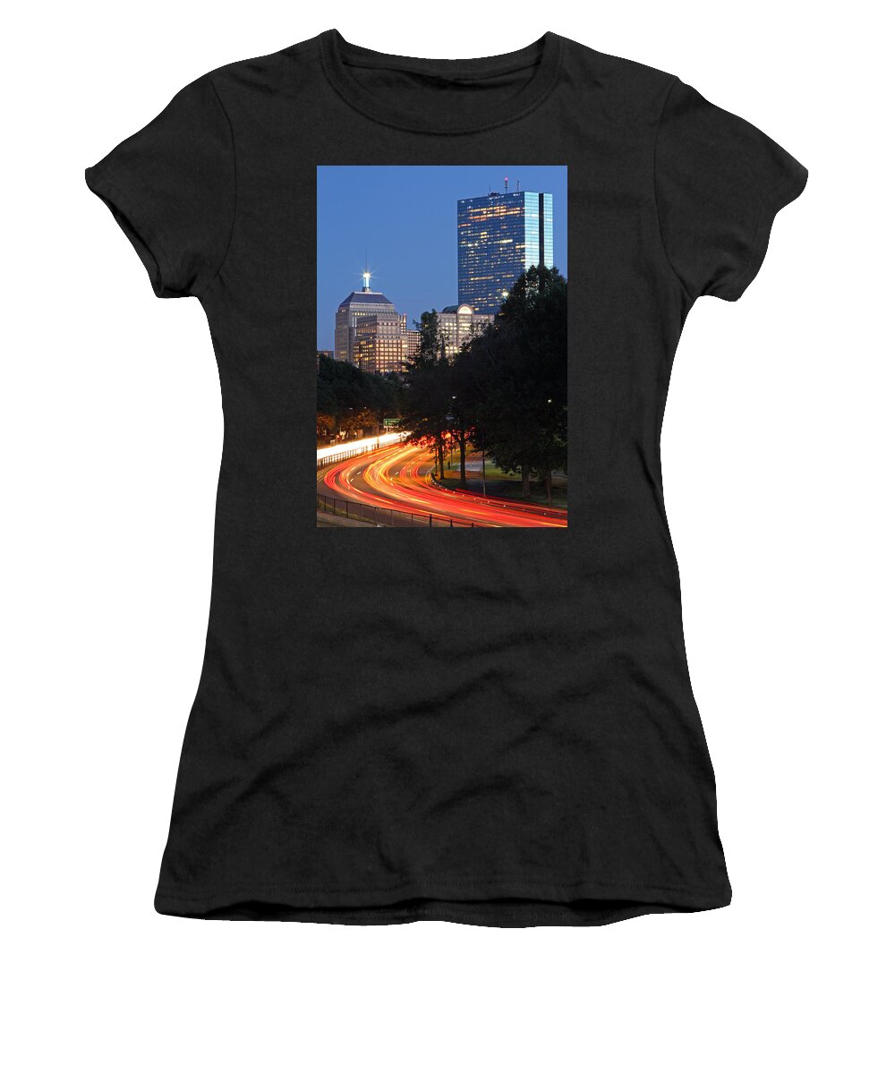 Storrow Drive Women's T-Shirt featuring the photograph Boston Rush Hour on Storrow Drive by Juergen Roth