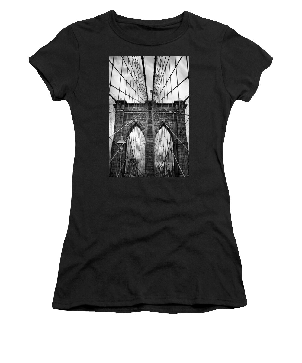 Bridge Women's T-Shirt featuring the photograph Brooklyn Bridge Mood by Jessica Jenney