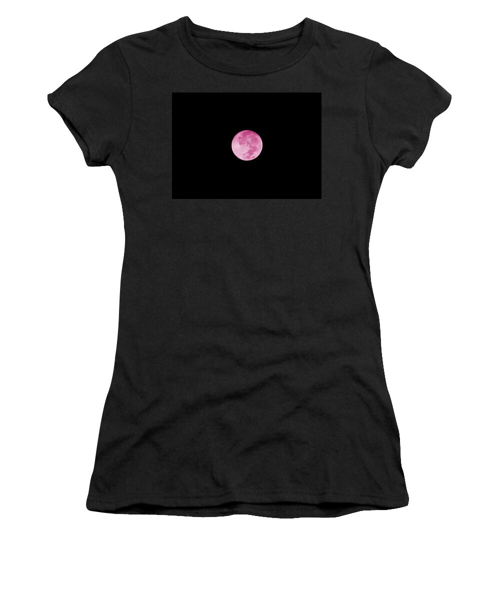Digital Art Women's T-Shirt featuring the digital art Bubblegum Moon by Colleen Cornelius