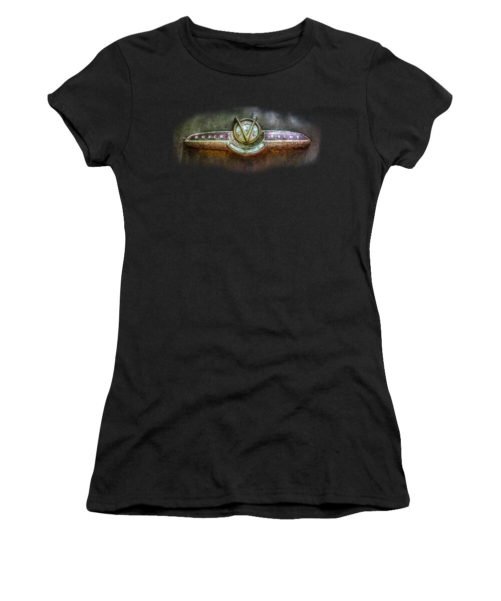 Abandoned Women's T-Shirt featuring the photograph Buick Super Eight Logo by Debra and Dave Vanderlaan