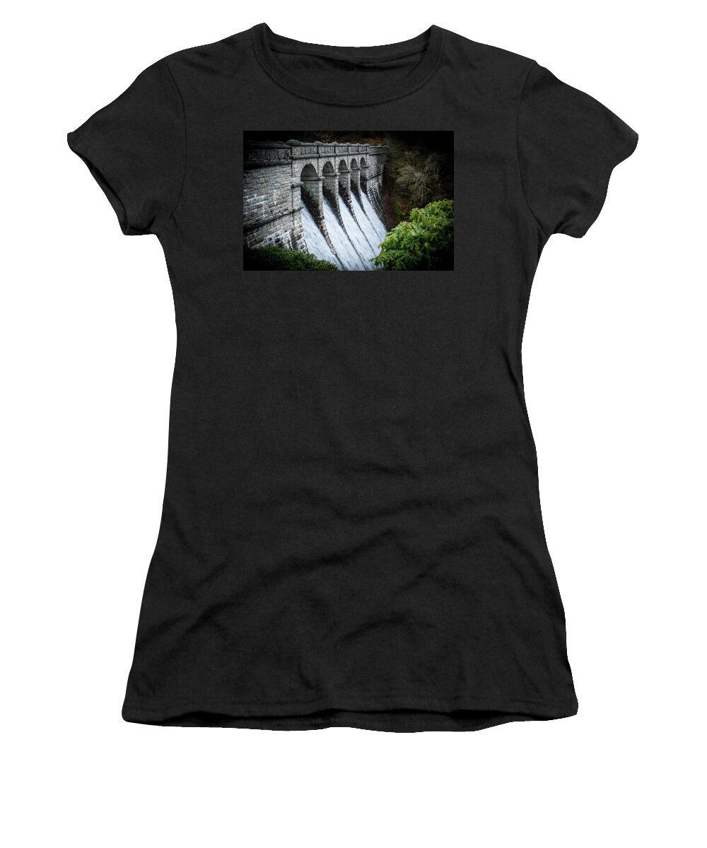 Helen Northcott Women's T-Shirt featuring the photograph Burrator Reservoir Dam by Helen Jackson