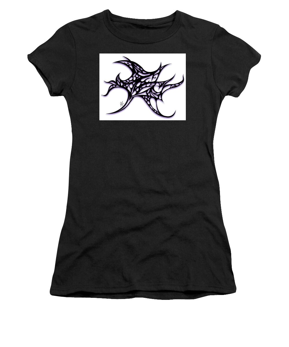 Jamie Lynn Gabrich Women's T-Shirt featuring the digital art Bushal a Thorns Purple by JamieLynn Warber