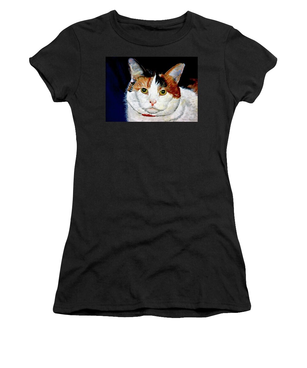 Cat Women's T-Shirt featuring the painting Buttons by Stan Hamilton
