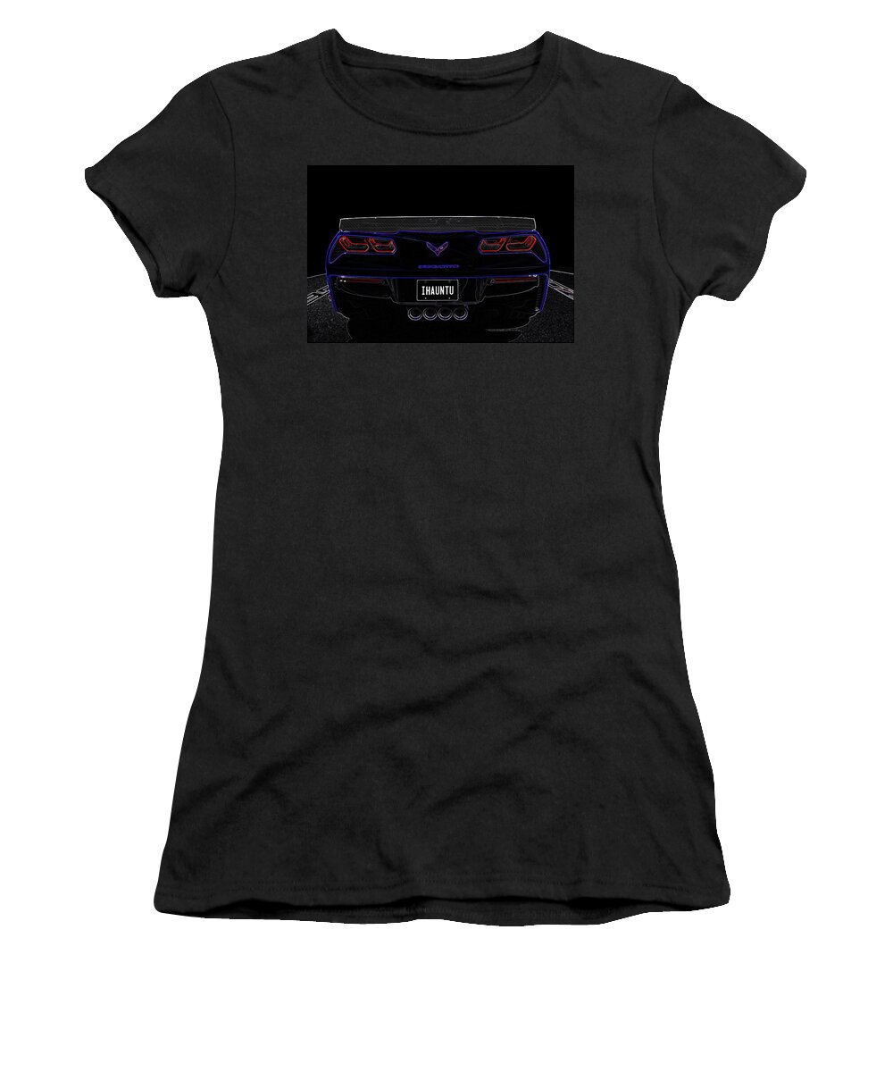 Corvette Women's T-Shirt featuring the digital art C7 Corvette Rear 2 by Darrell Foster