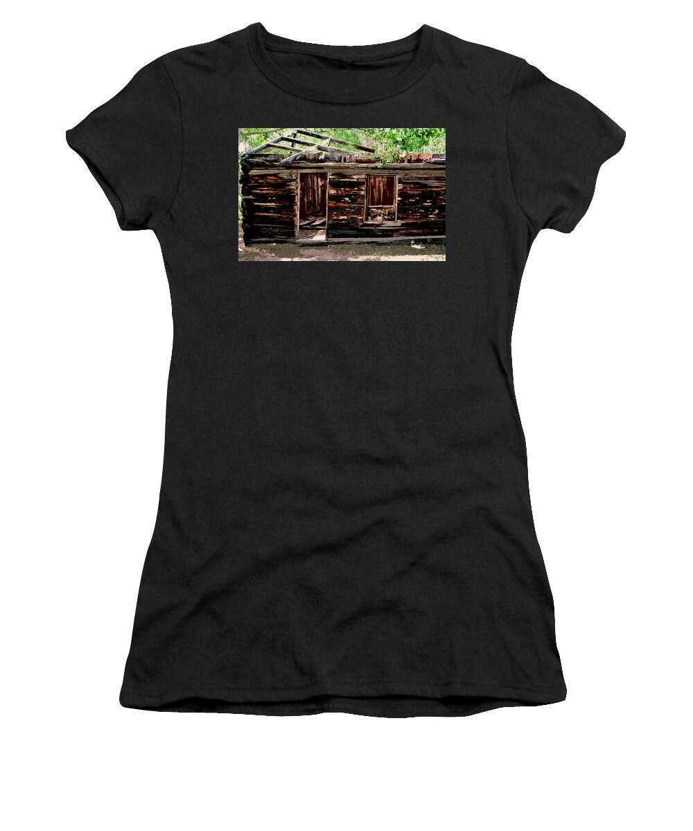 Cabin Women's T-Shirt featuring the photograph Cabin in the Woods by Ellen Heaverlo