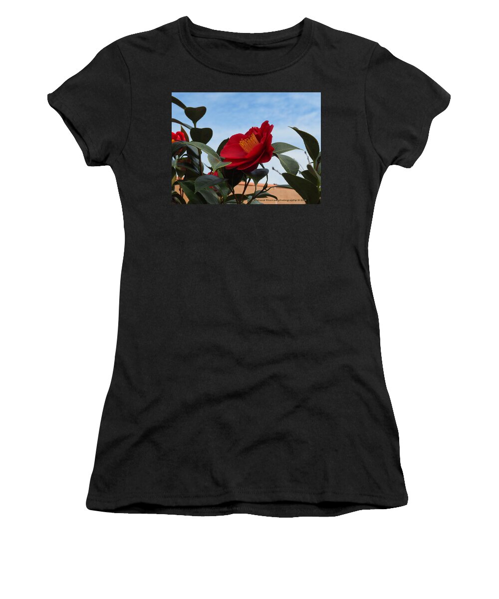 Botanical Women's T-Shirt featuring the photograph Camellia Kissing the Sky by Richard Thomas