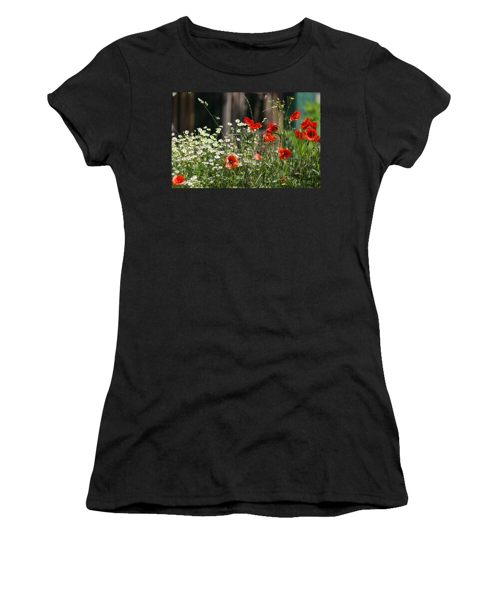 Poppy Women's T-Shirt featuring the photograph Camille and Poppies by Rainer Kersten