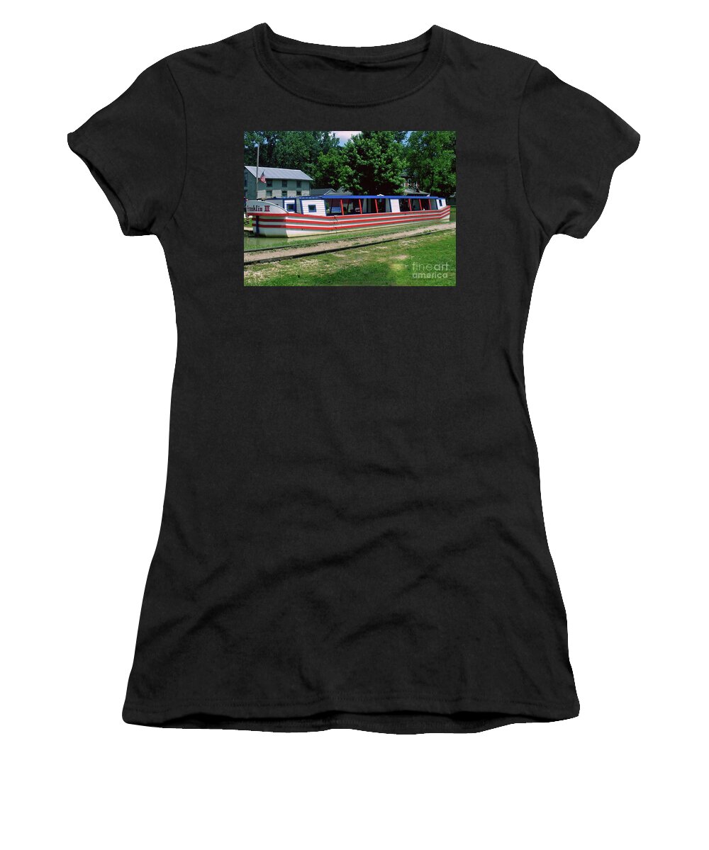 Canal Women's T-Shirt featuring the photograph Canal Boat by Gary Wonning