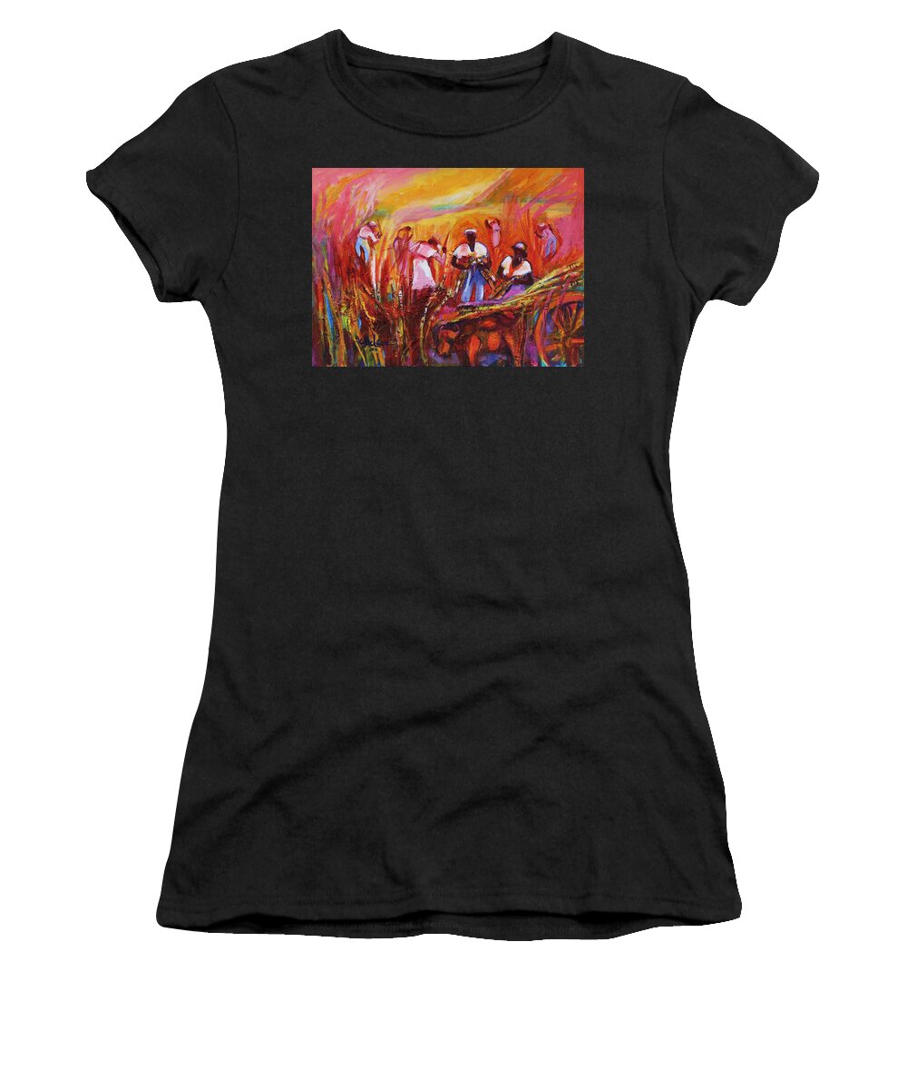 Cane Harvest Women's T-Shirt featuring the painting Cane Harvest by Cynthia McLean