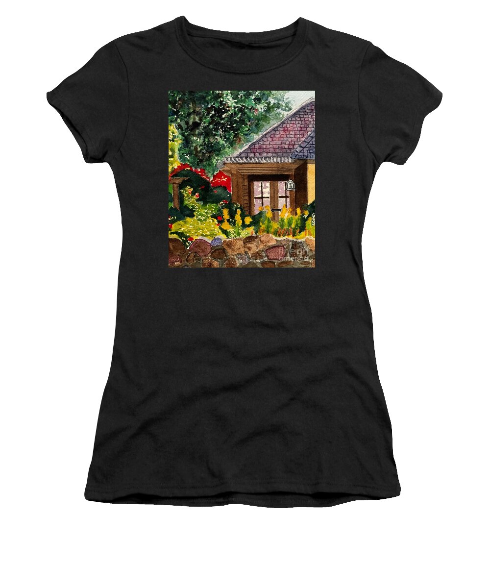 Carmel Women's T-Shirt featuring the painting Carmel Cottage 2 by Sue Carmony