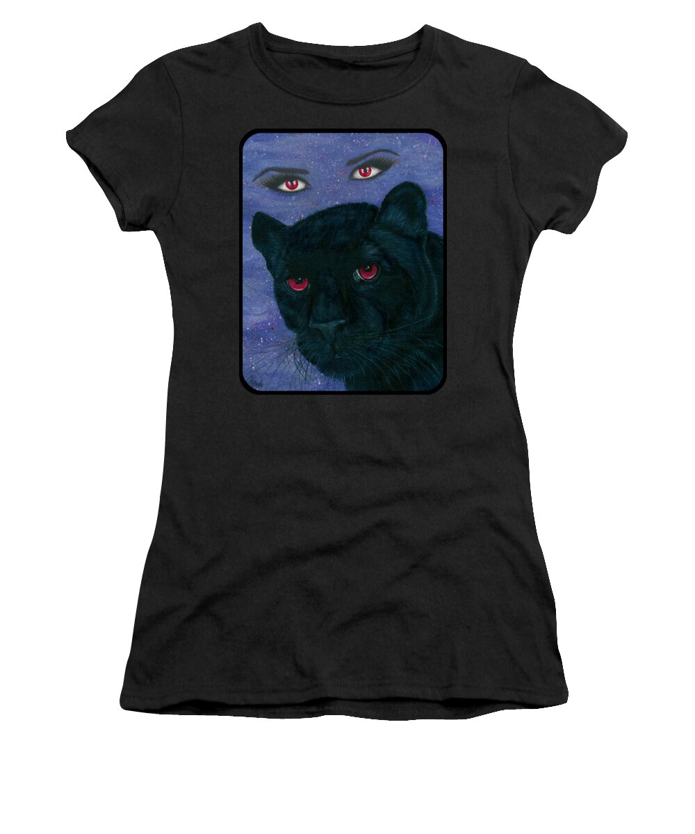 Black Cat Women's T-Shirt featuring the painting Carmilla - Black Panther Vampire by Carrie Hawks