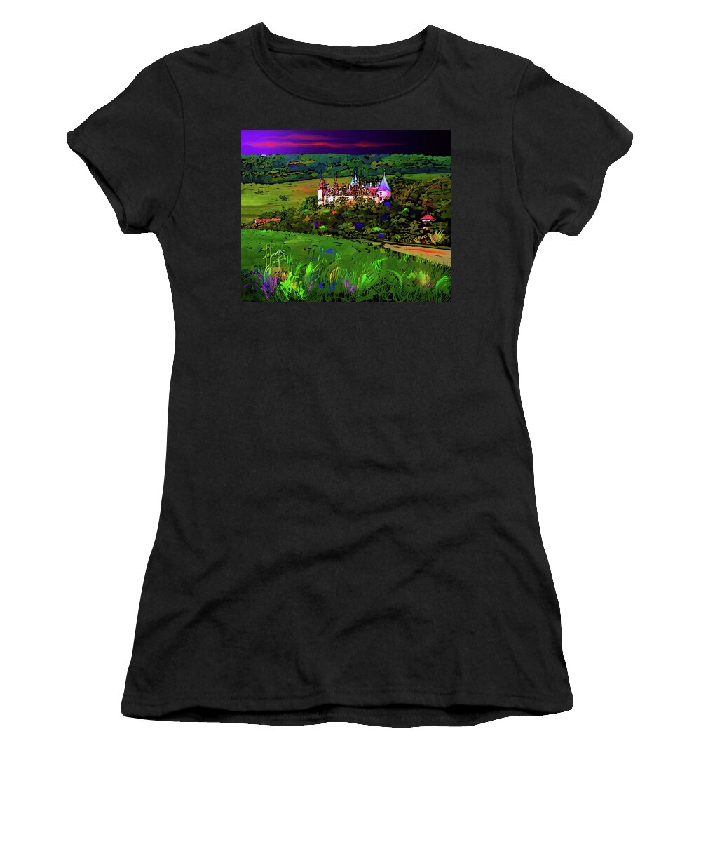 Castle Women's T-Shirt featuring the painting Castle in Beaune,France by DC Langer