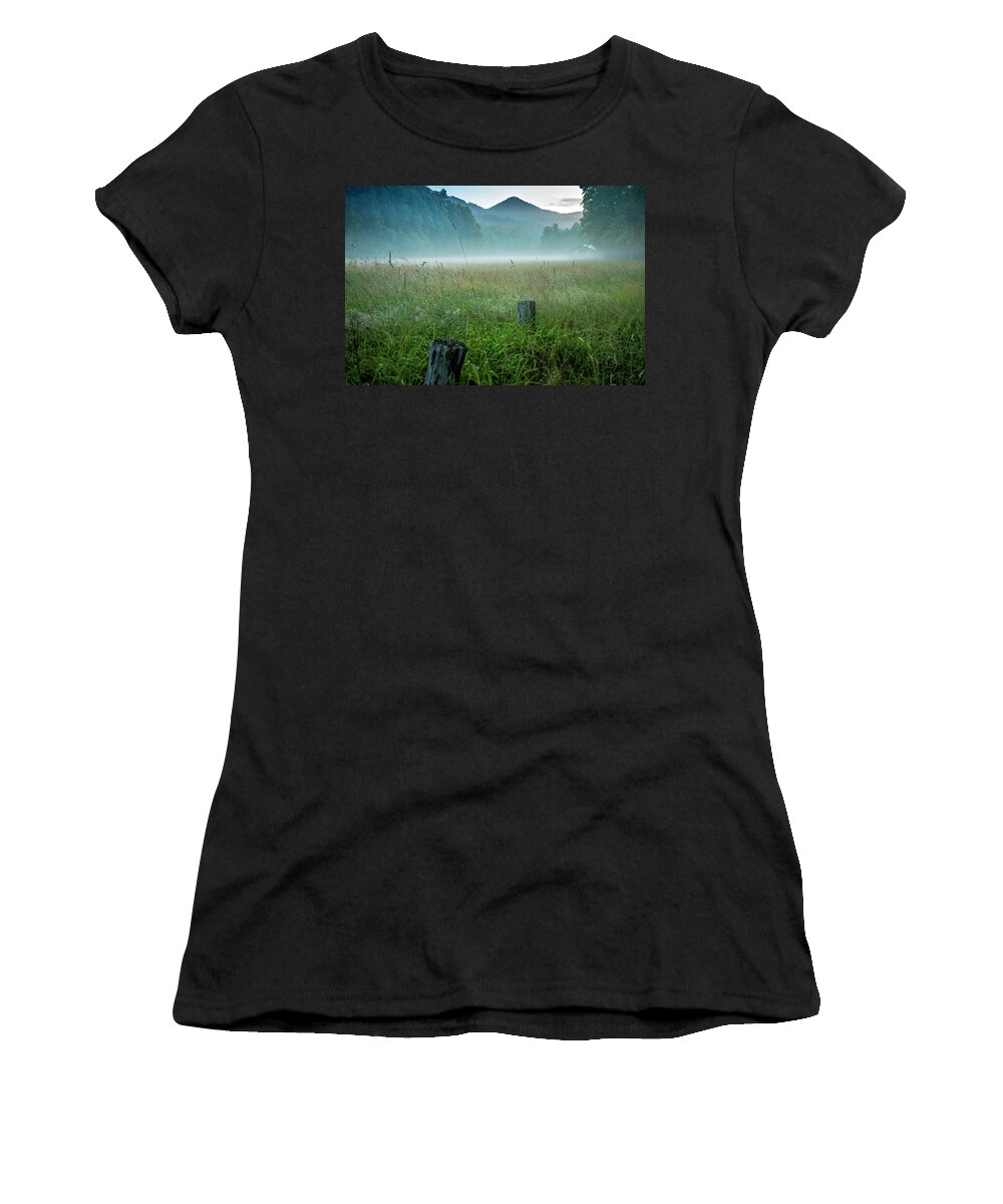 Cataloochee Valley Dawn Women's T-Shirt featuring the photograph Cataloochee Valley Dawn by Jemmy Archer