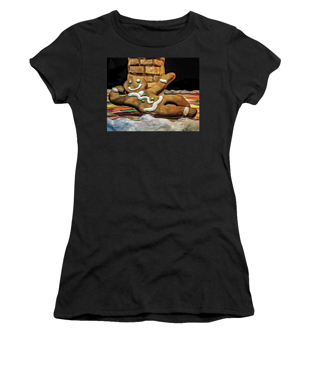 Gingerbread Man Women's T-Shirt featuring the photograph Catch me if you can..I'm the Gingerbread Man by Rebecca Dru