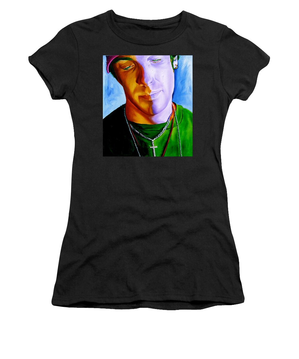Portraiture Women's T-Shirt featuring the painting Catholic by Laura Pierre-Louis