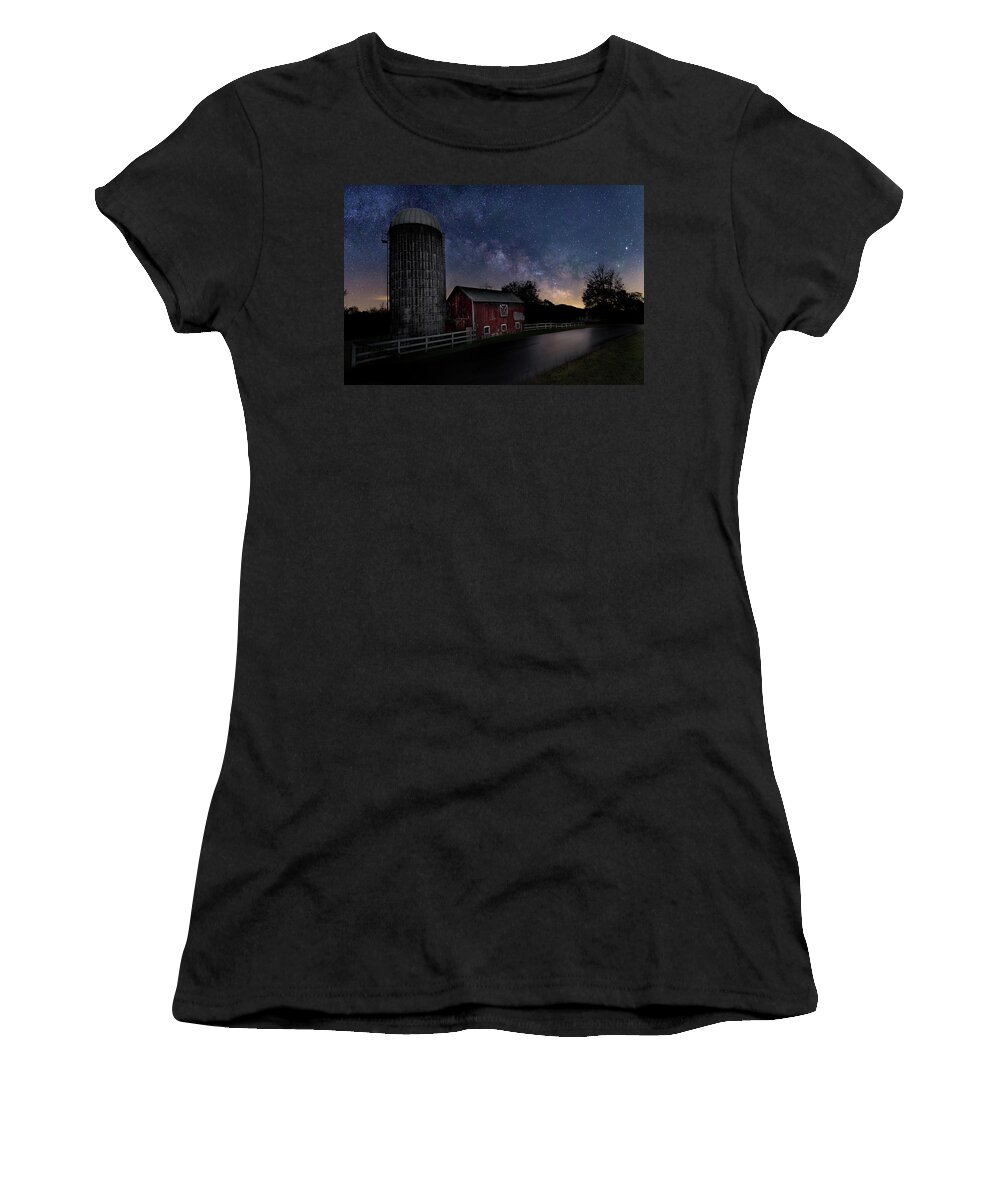 Milky Way Women's T-Shirt featuring the photograph Celestial Farm by Bill Wakeley