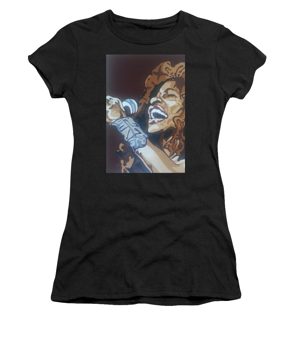 Chaka Khan Women's T-Shirt featuring the painting Chaka Khan by Rachel Natalie Rawlins