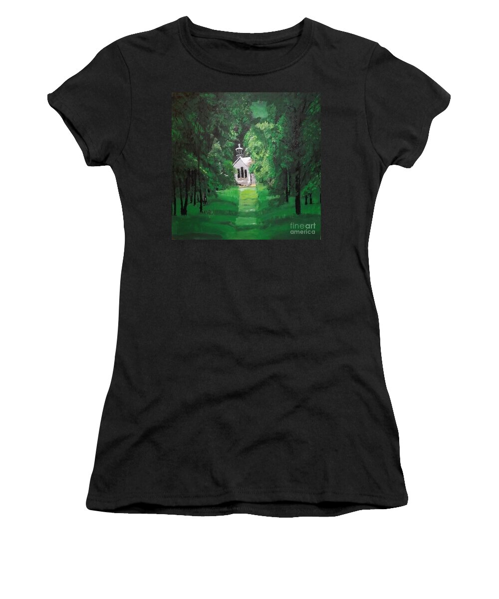 Acrylic Painting Women's T-Shirt featuring the painting Chapel Retreat by Denise Morgan