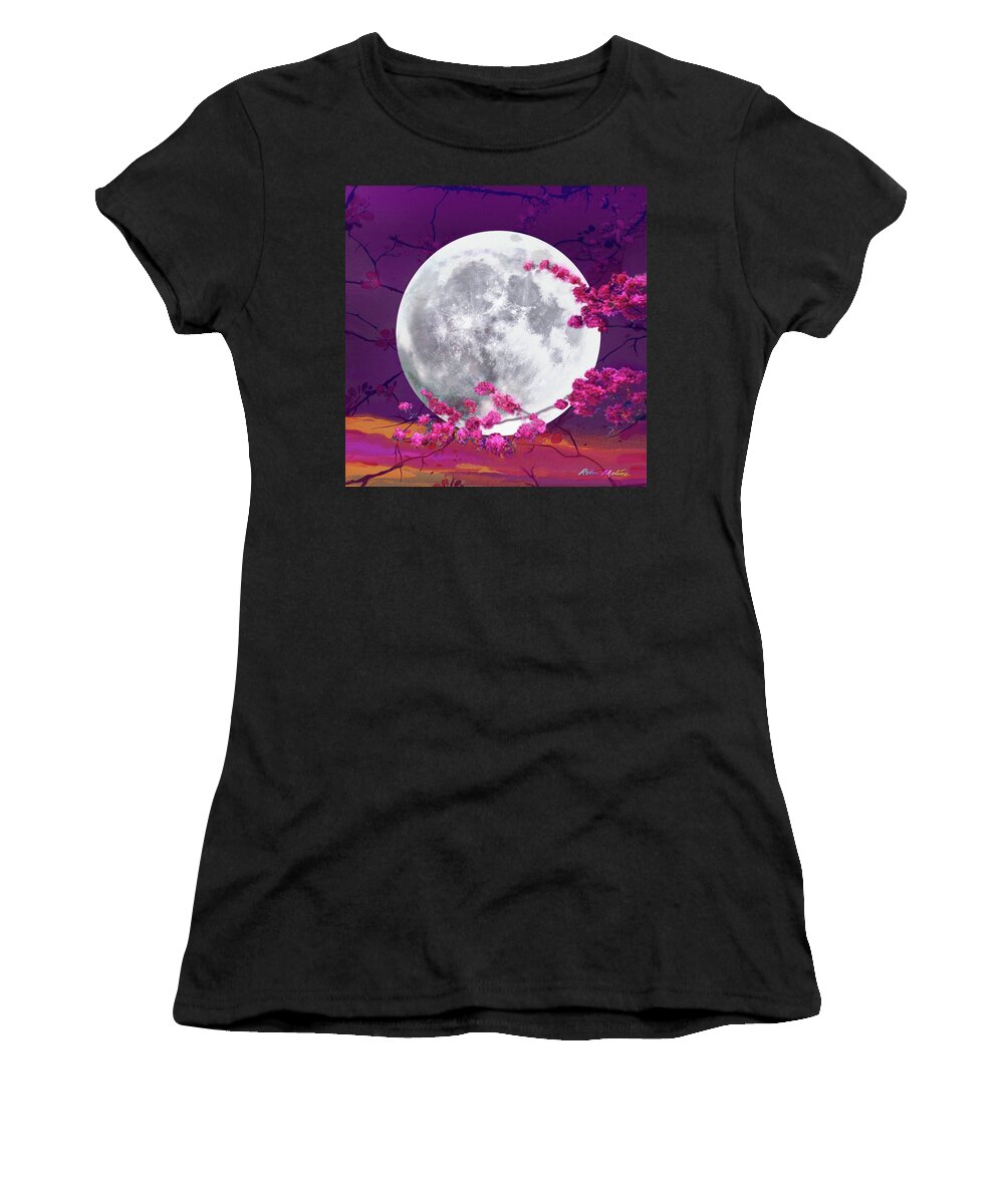 Cherry Moon Women's T-Shirt featuring the digital art Cherry Moon by Robin Moline