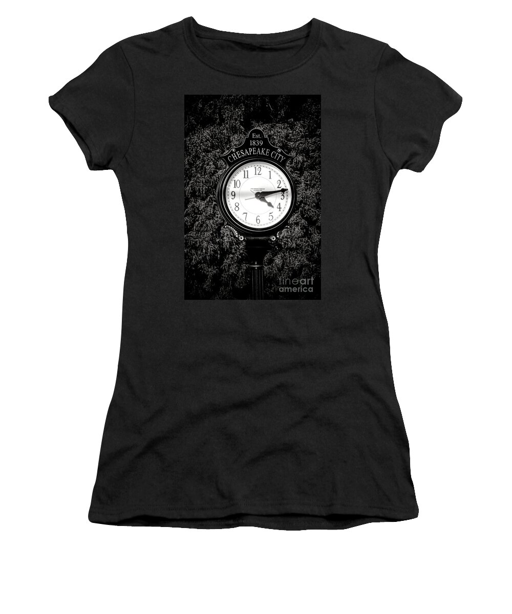 Town Women's T-Shirt featuring the photograph Chesapeake City Clock by Olivier Le Queinec