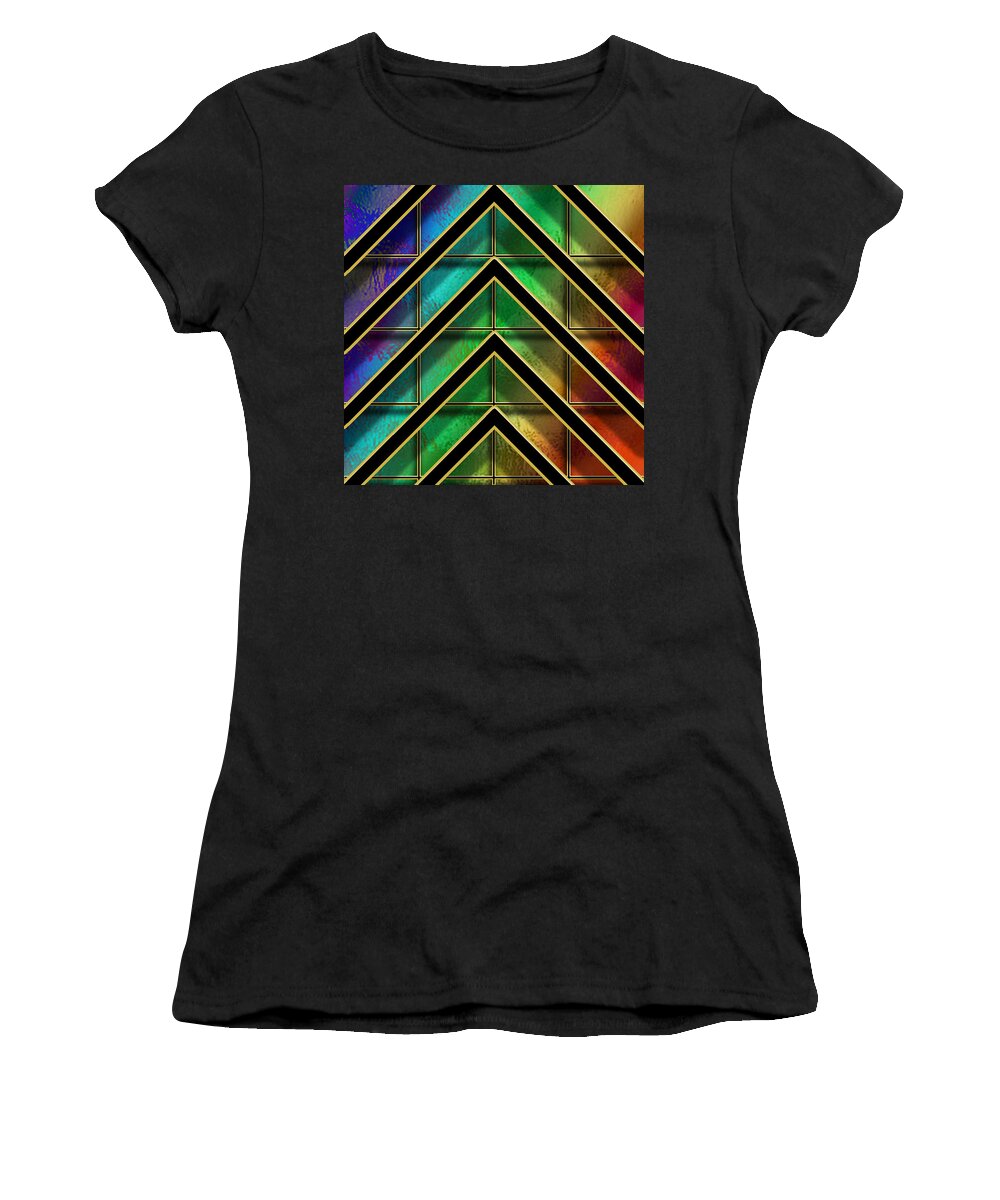 Chevrons And Squares On Glass Women's T-Shirt featuring the digital art Chevrons and Squares on Glass by Chuck Staley