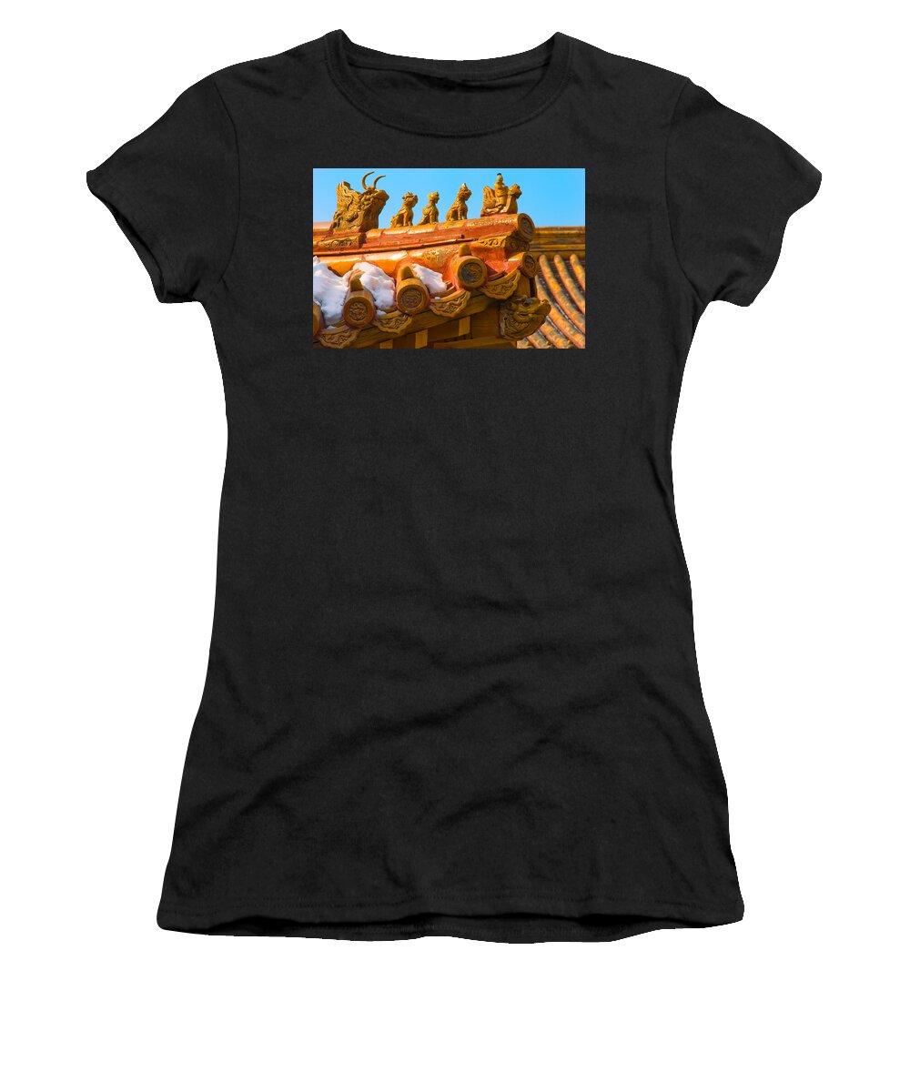 China Women's T-Shirt featuring the photograph China Forbidden City Roof Decoration by Sebastian Musial