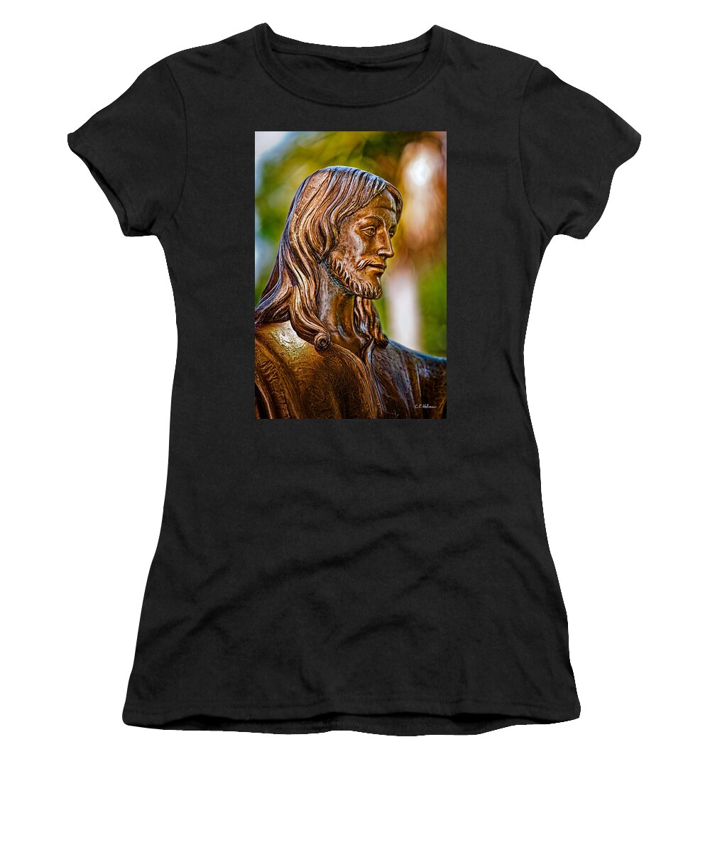 Statue Women's T-Shirt featuring the photograph Christ in Bronze by Christopher Holmes