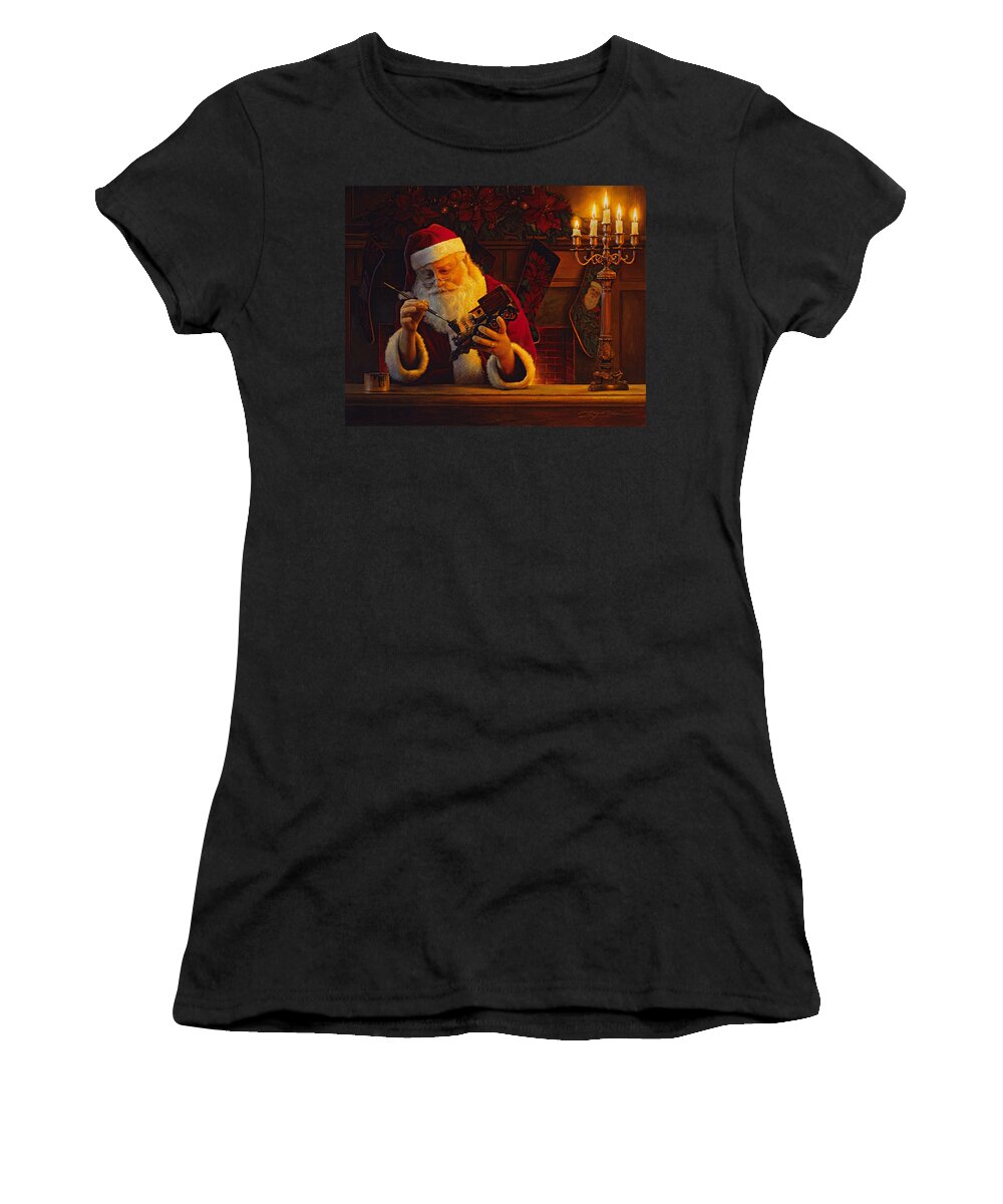 #faaAdWordsBest Women's T-Shirt featuring the painting Christmas Eve Touch Up by Greg Olsen