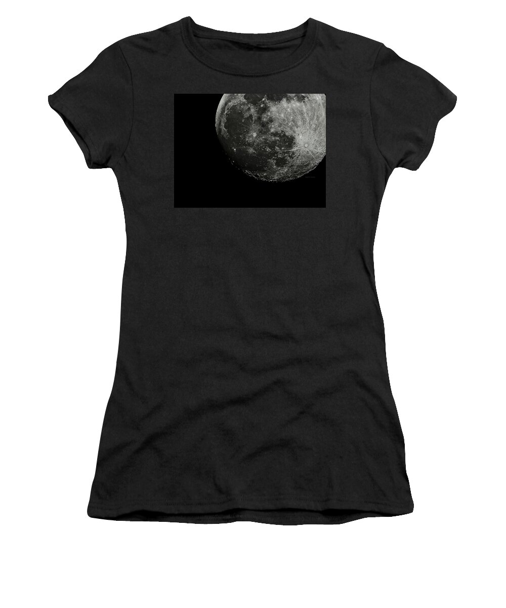 Moon Women's T-Shirt featuring the photograph City Lights on the Hazy Moon by DigiArt Diaries by Vicky B Fuller