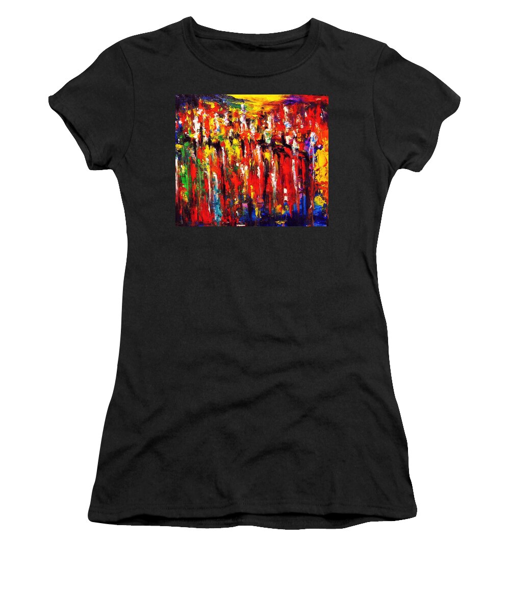 Energy Art Women's T-Shirt featuring the painting CITY. Series ColorScapes. by Helen Kagan