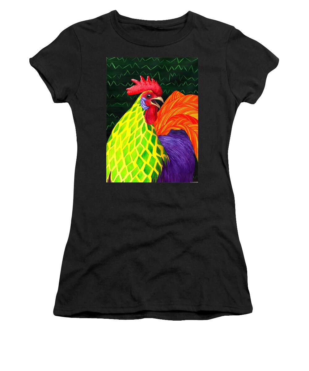 Rooster Women's T-Shirt featuring the painting Cock a Doodle Dude II by Catherine G McElroy