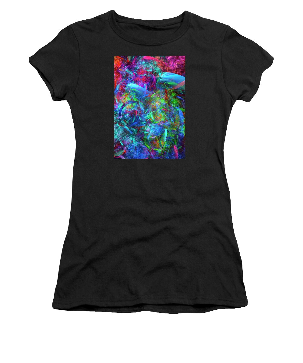 Chaos Women's T-Shirt featuring the digital art Colorful fractal chaos pattern by Matthias Hauser