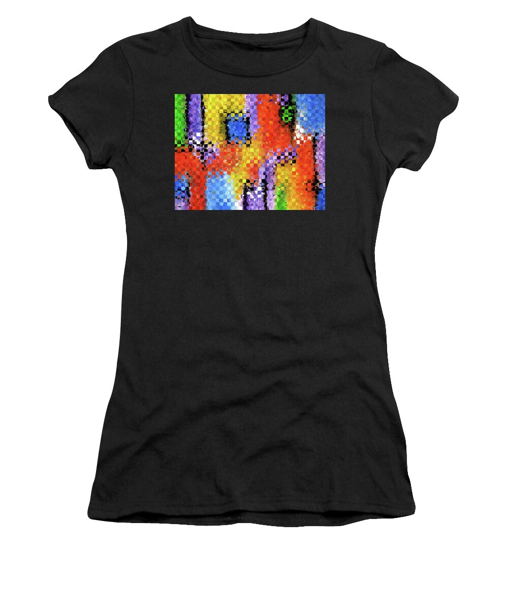 Colorful Women's T-Shirt featuring the painting Colorful Modern Art - Pieces 11 - Sharon Cummings by Sharon Cummings