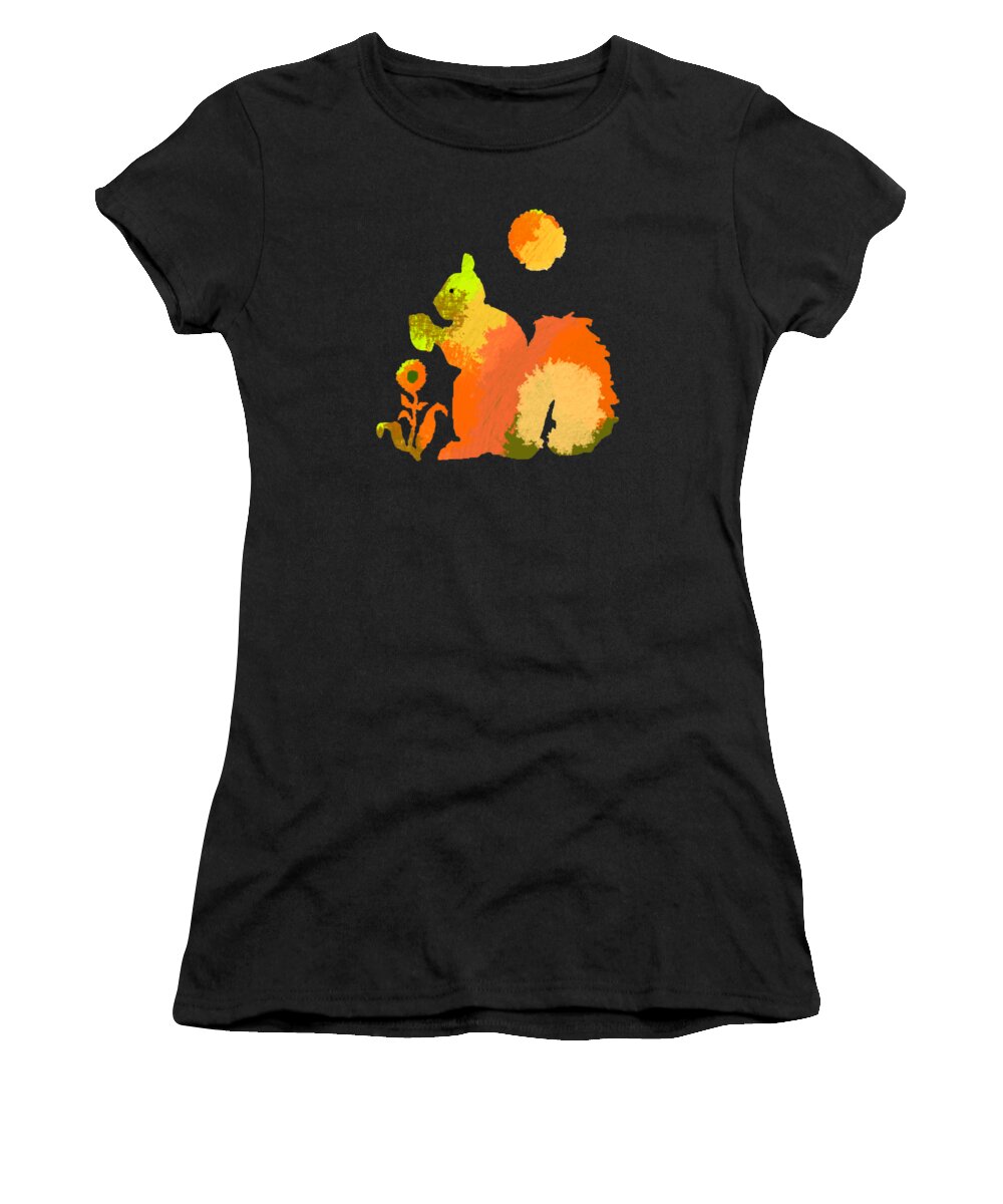 Squirrel Women's T-Shirt featuring the digital art Colorful Squirrel 2 by Holly McGee