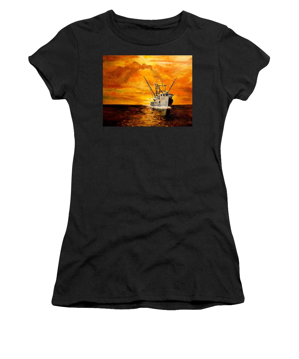 Seascape Women's T-Shirt featuring the painting Coming Home by Alan Lakin