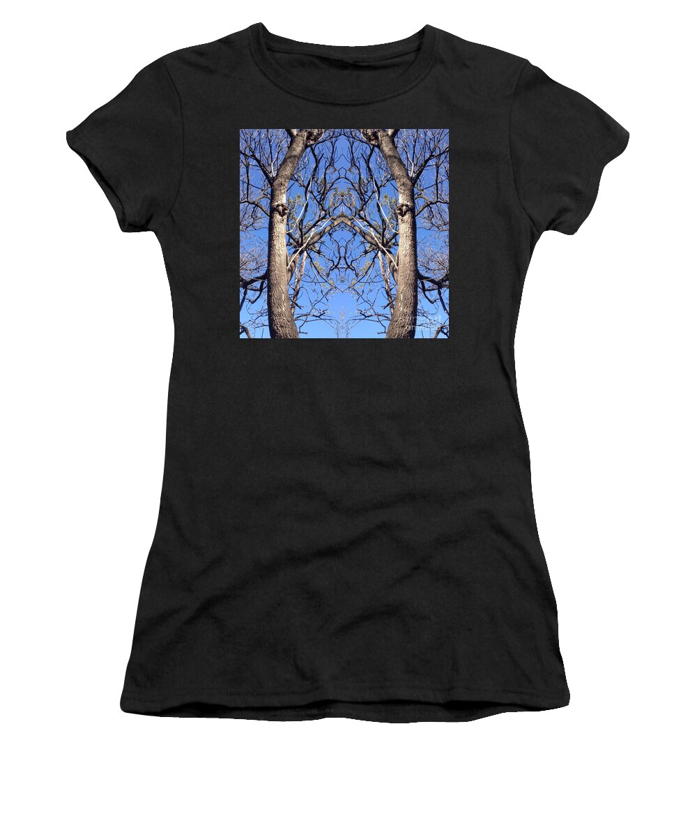 Conjoined Women's T-Shirt featuring the photograph Conjoined Tree Collage by Nora Boghossian