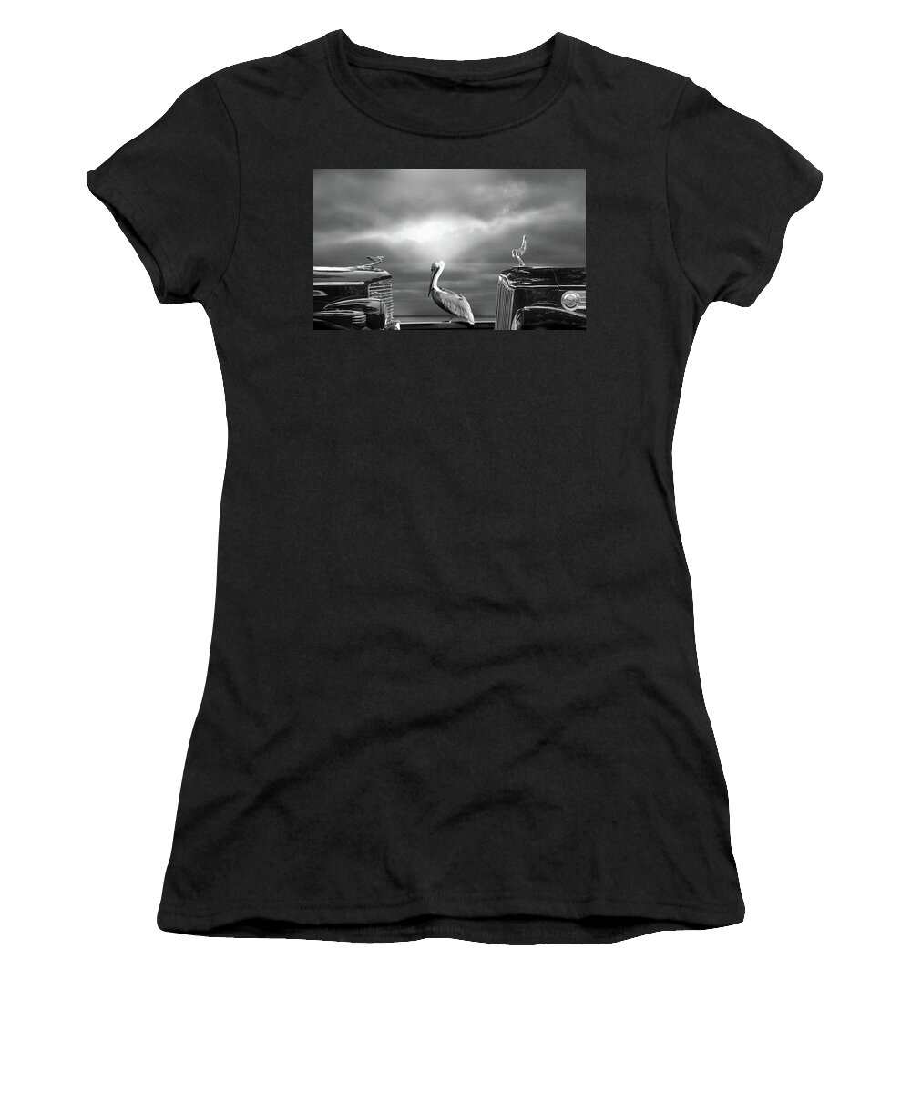 Automobile Women's T-Shirt featuring the digital art Contemplating The Pelican by Larry Butterworth