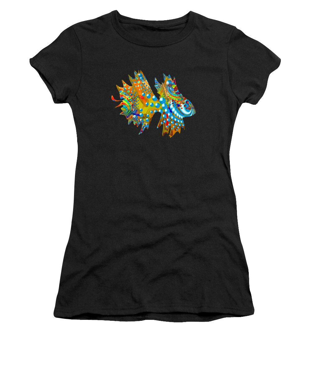  Shells Women's T-Shirt featuring the digital art Cosmic Guppy by Deborah Runham