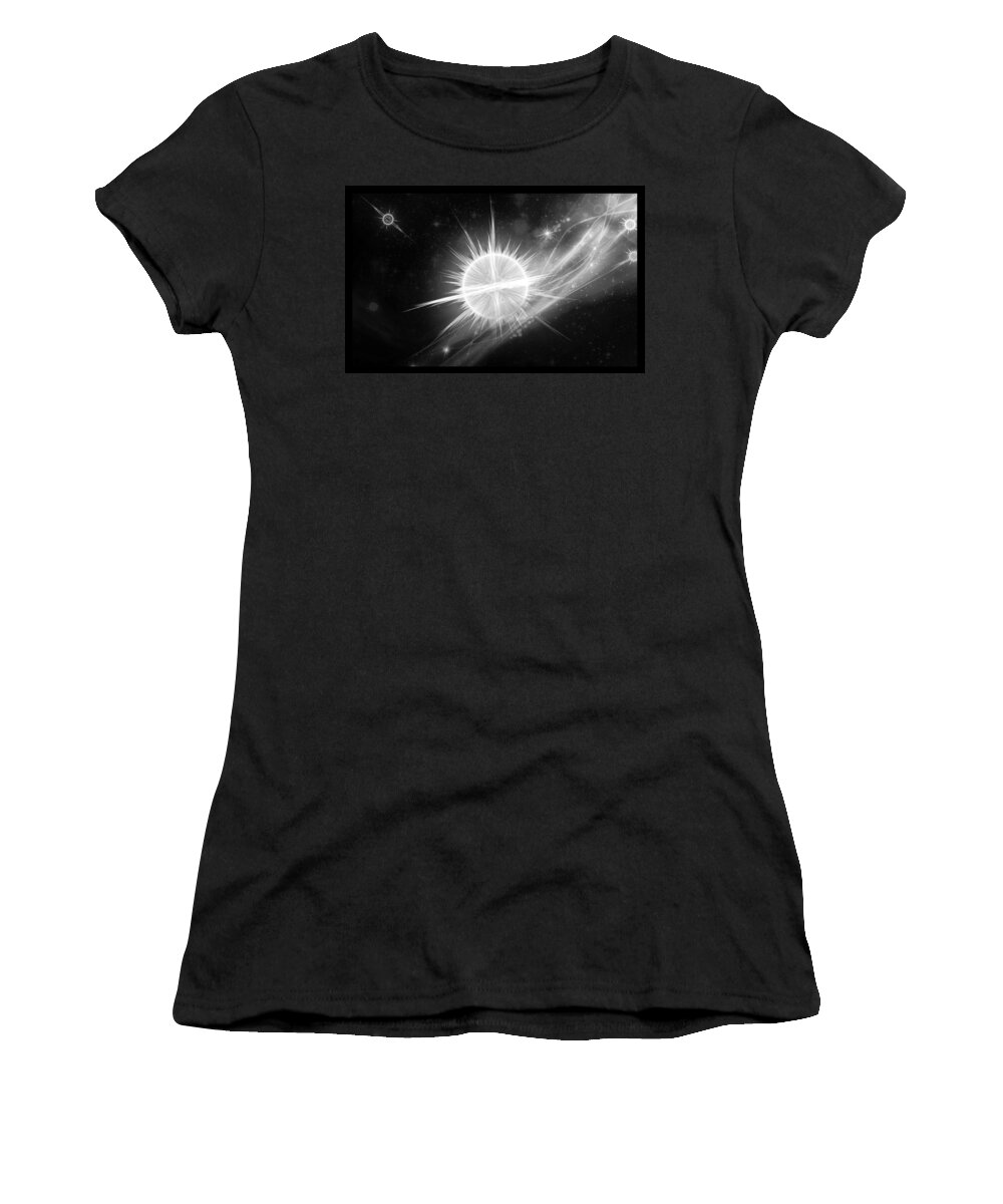 Corporate Women's T-Shirt featuring the digital art Cosmic Icestream BW by Shawn Dall