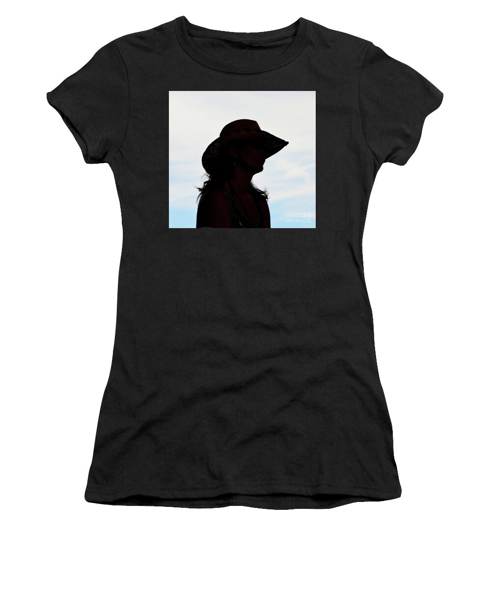 Silhouette Women's T-Shirt featuring the photograph Cowgirl in the Sky by Cindy Schneider