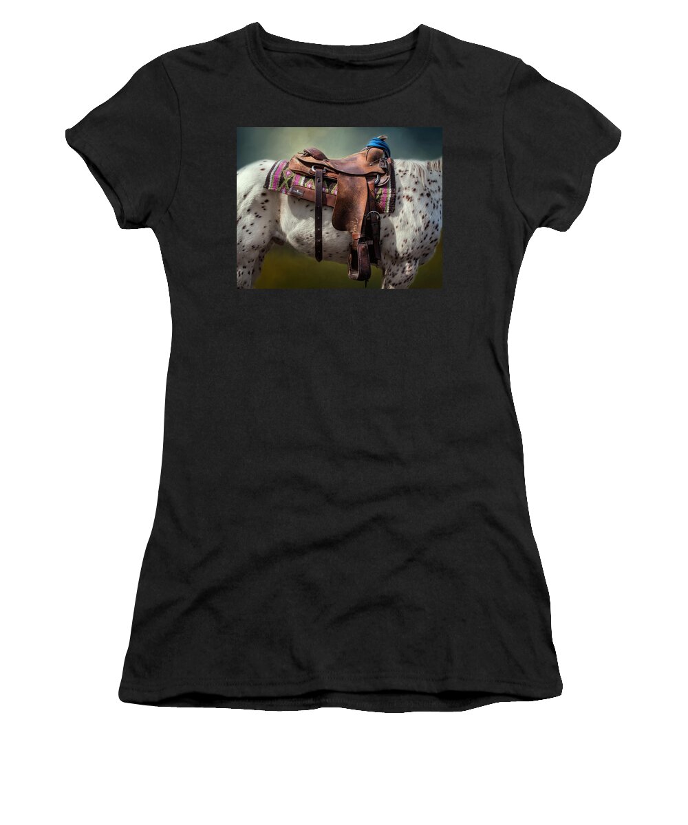 America Women's T-Shirt featuring the photograph Cowgirl Saddle by David and Carol Kelly