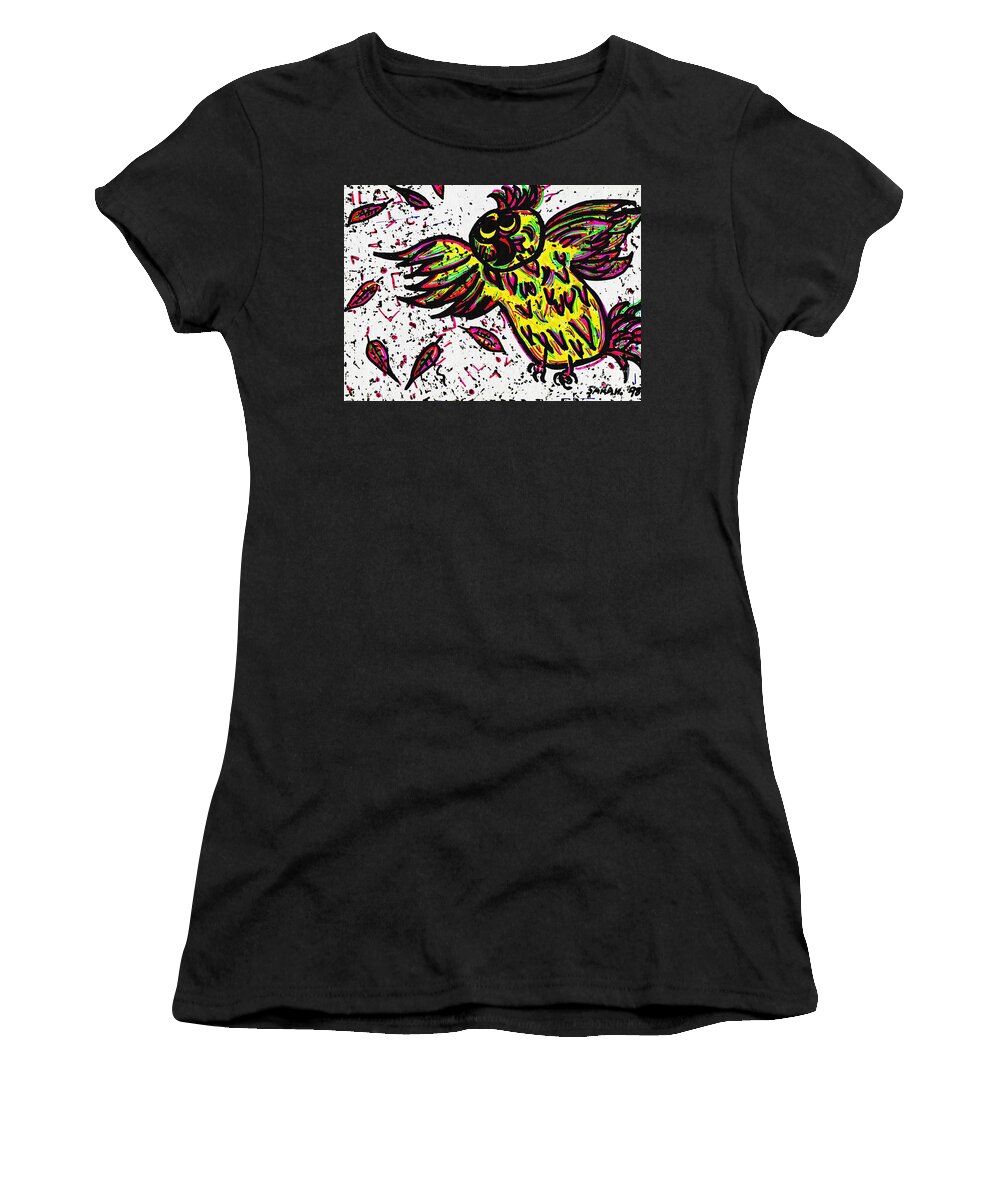 Bird Women's T-Shirt featuring the drawing CrazyBird by Sarah Loft