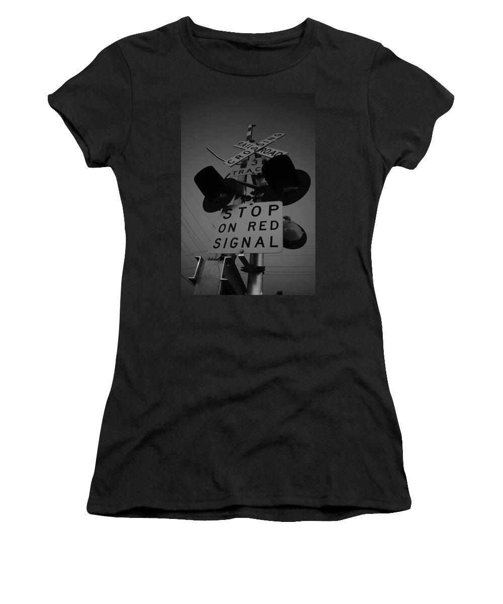 Railroad Women's T-Shirt featuring the photograph Crossroads by Nicole Lloyd
